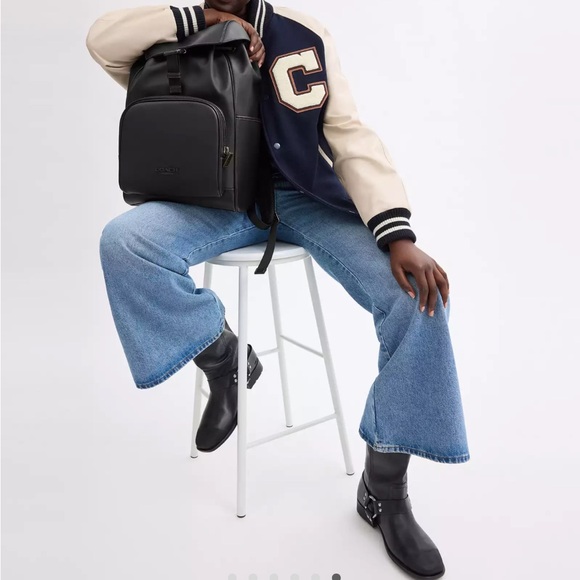 Coach Racer Backpack in Gunmetal/Black - Picture 6 of 13